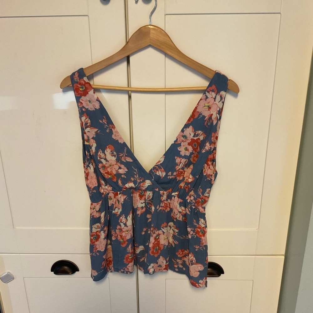 Volcom Floral Babydoll Top - Blue and Pink